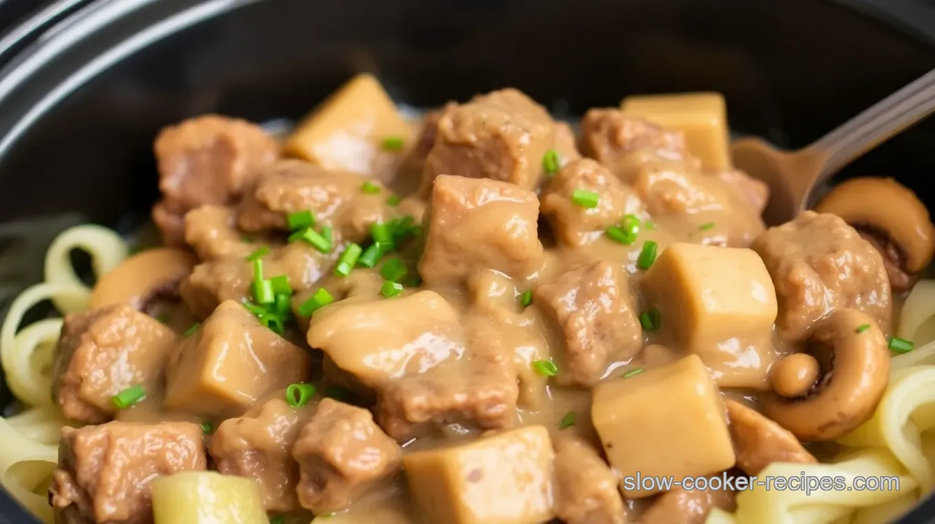 Easy Slow Cooker Beef Stroganoff with Rosemary