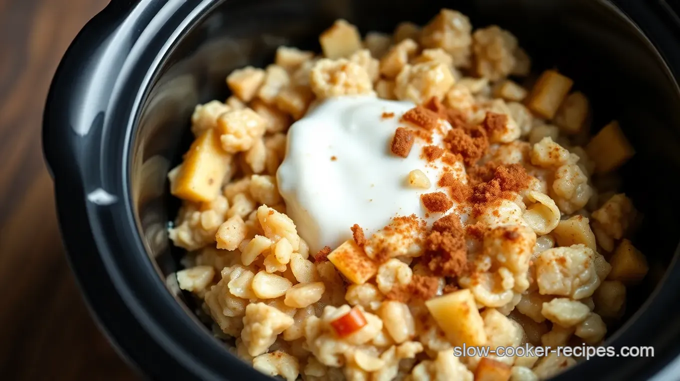 Slow Cooker Overnight Oatmeal with Apples and Cinnamon