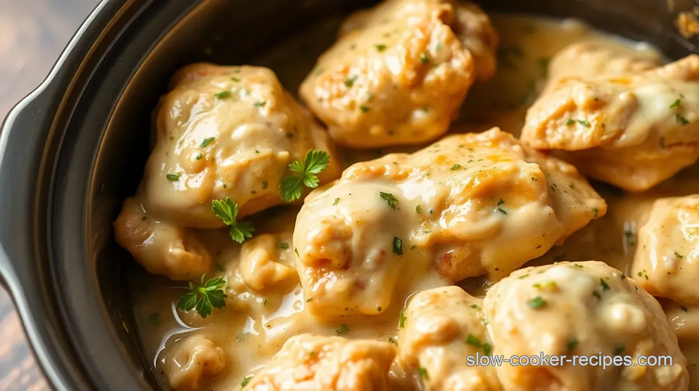 Keto Slow Cooker Creamy Garlic Chicken