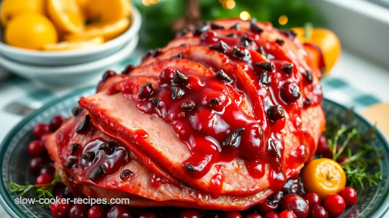 Slow Cooker Christmas Cranberry-Orange Glazed Ham