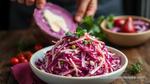 Mixing Red Cabbage Festive Slaw