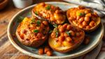 Roasted Jacket Potatoes with Spicy Beans