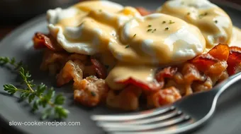 Poached Eggs Canadian Bacon Creamy Sauce