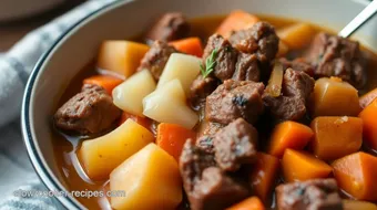 Hearty Slow-Braised Venison Stew for Winter Comfort recipe card