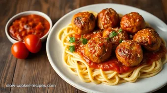 Fried Meatballs with Bucatini & Tomato Sauce