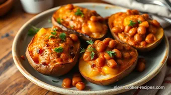 Roasted Jacket Potatoes with Spicy Beans