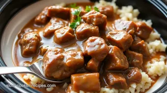 Slow Cooker Beef Steak in Rich Gravy recipe card