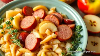 Slow Cooker Kielbasa with Apples & Sauerkraut recipe card