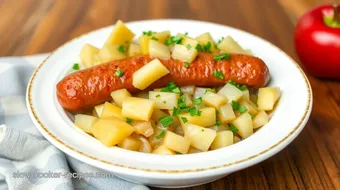 Slow Cooker Kielbasa with Savory Sauerkraut recipe card