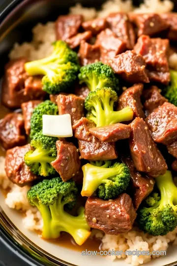 Slow Cooker Chinese Beef and Broccoli presentation