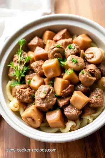 Easy Slow Cooker Beef Stroganoff with Rosemary presentation