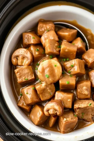 Slow Cooker Cubed Steak with Mushroom Gravy presentation