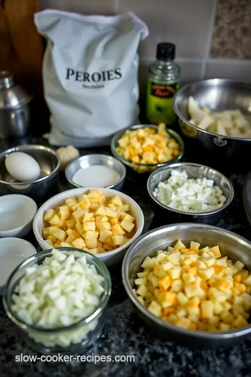 Slow Cooker Loaded Potato Perogies ingredients