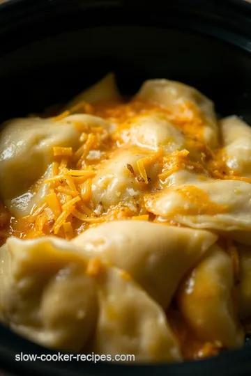 Slow Cooker Loaded Potato Perogies presentation