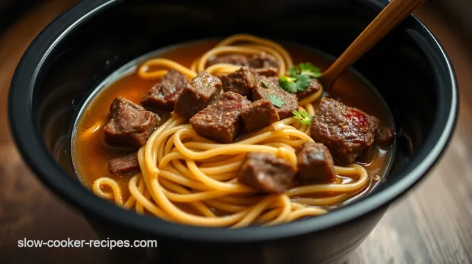 Incredible Slow Cooker Beef Ramen Noodles