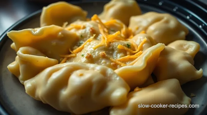 Slow Cooker Loaded Potato Perogies